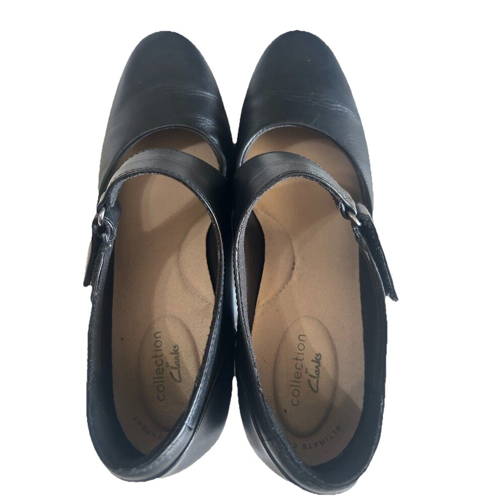 Clarks Women's 8M Emslie Lulin Black Mary Jane Pumps Block Heels Comfort - Picture 5 of 12